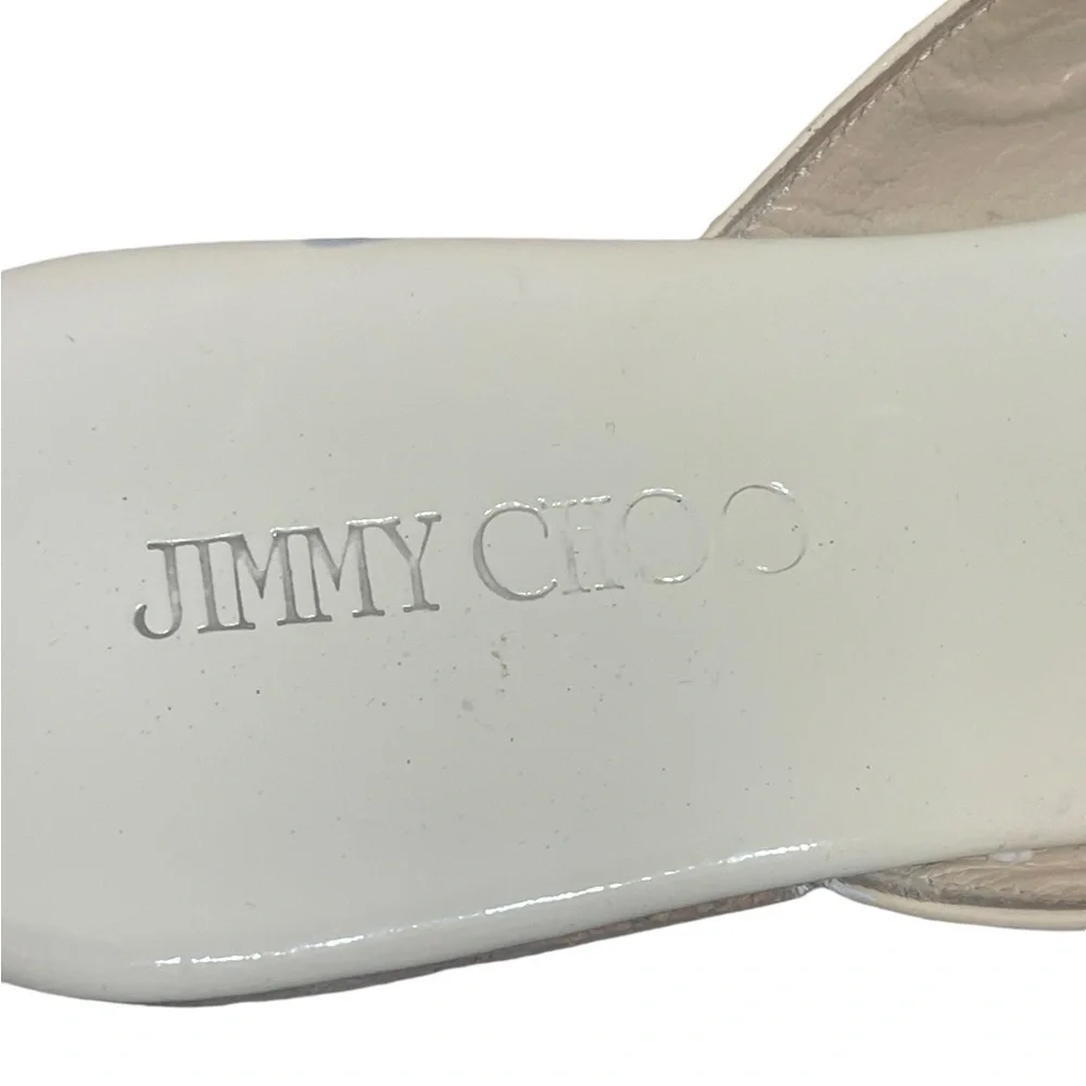 JIMMY CHOO Open Toe Platform Wedge Sandals Leather‎ Cork Size 7/ 37